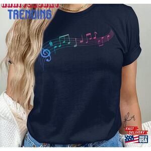 Music Notes Tshirt Or Unisex Musical Staff Tee Gift For Musicians